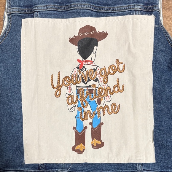 Toy Story Disney Blue Denim Vest with Embroidered Patches Size Small - Picture 8 of 10